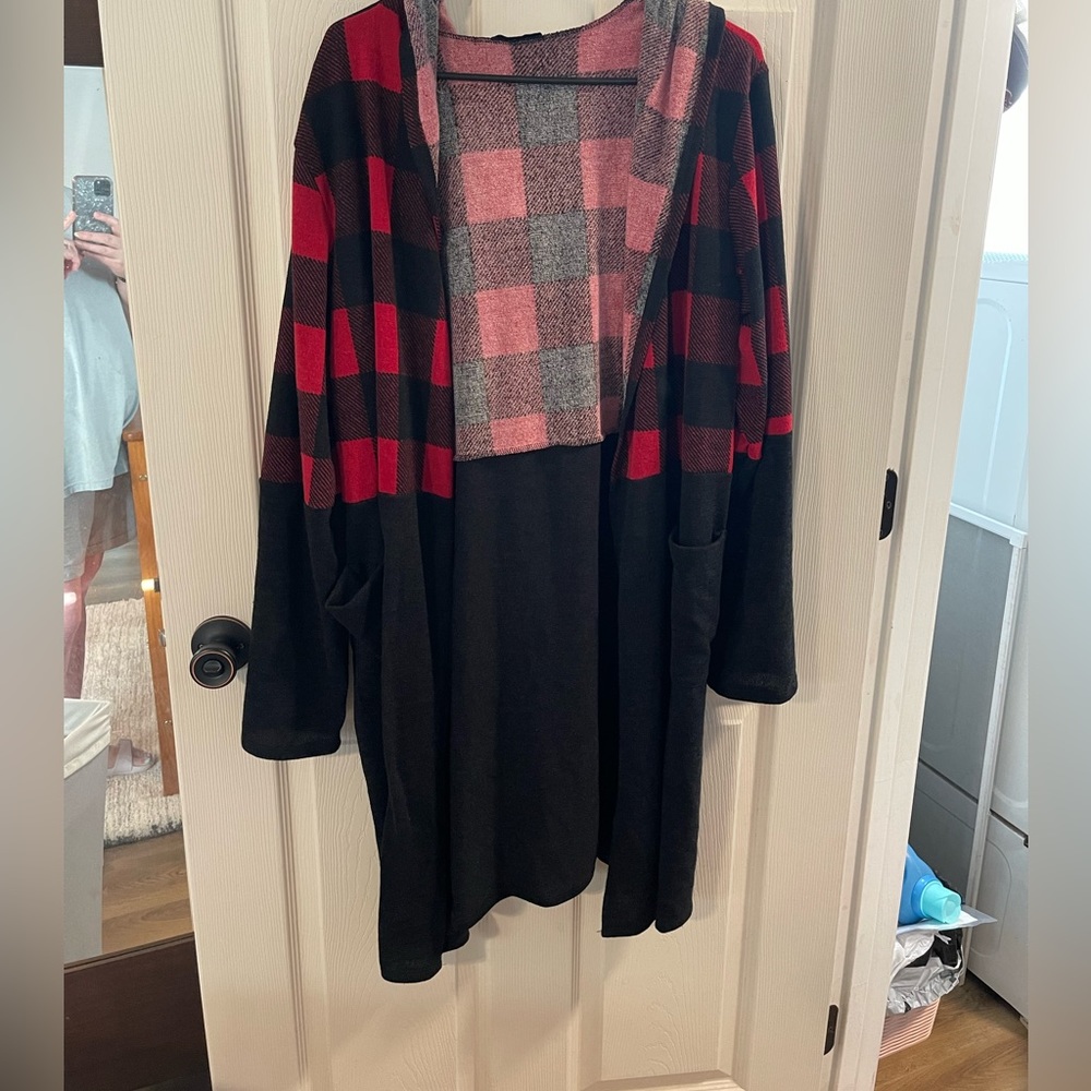 Red buffalo plaid sweater barely worn size 2x